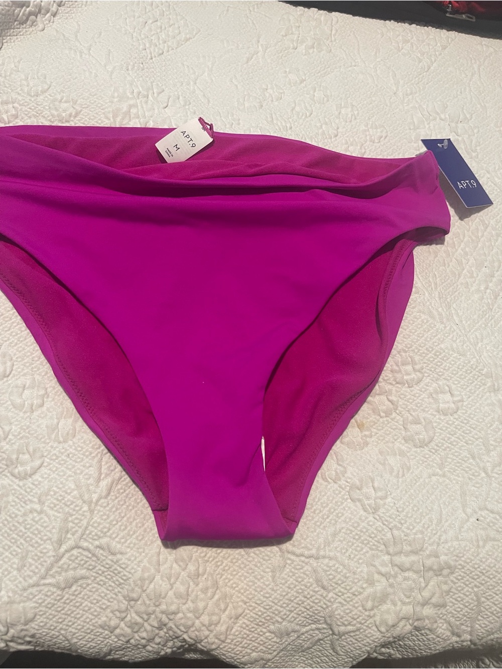 Apt. 9 Bright Magenta mid Rise High Leg Bikini Bottoms Brand new